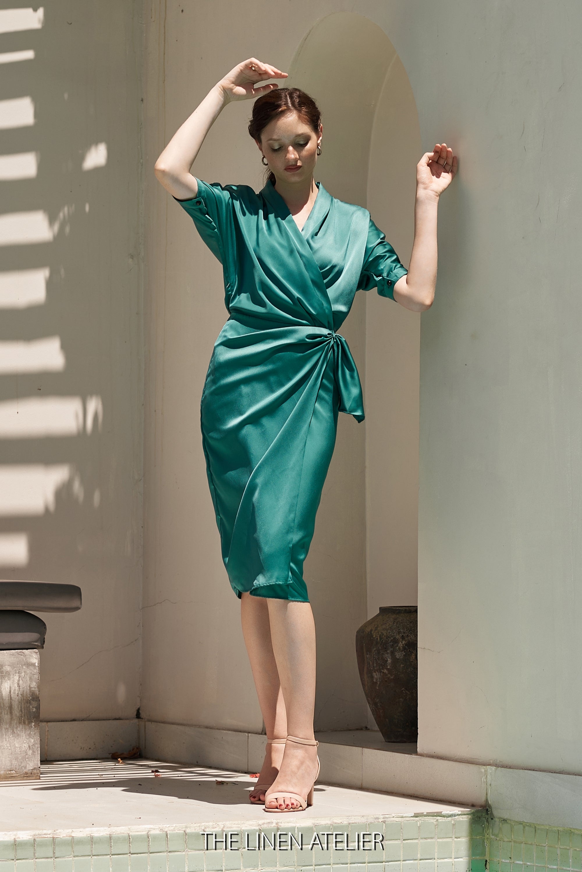 VALENARA Minimalist Wrap Dress Silk  Look Want Wear Love