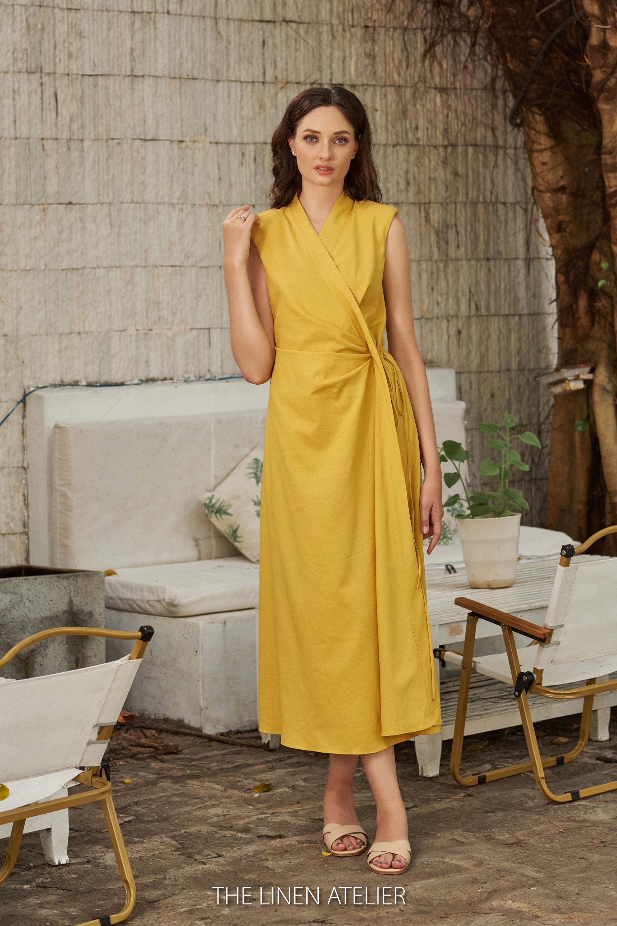Luiza Linen Wrap Midi Dress Look Want Wear Love Luiza Linen Wrap Midi Dress Look Want Wear Love