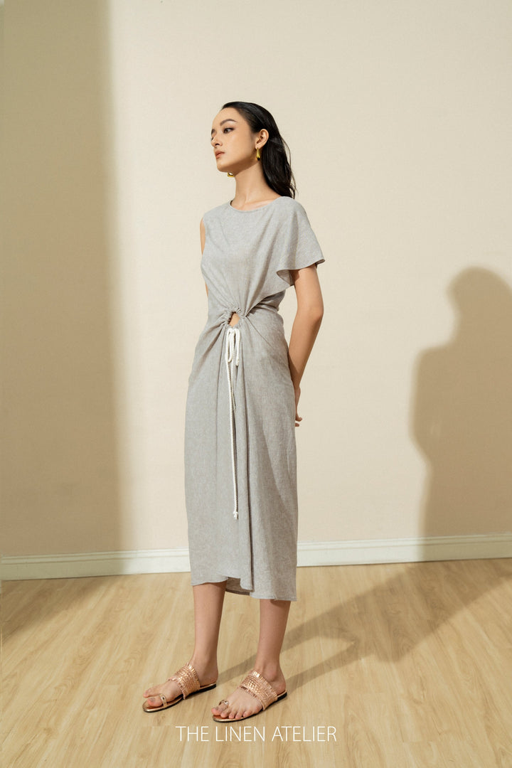 custom made linen dresses Sleeveless Linen Dress: Round Neckline, Side Slits, Custom Made