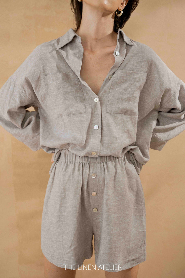 SCARLETTE Linen Shorts And Top Set | Women Linen Set | linen two piece short set | linen outfits for summer | linen two piece set pants