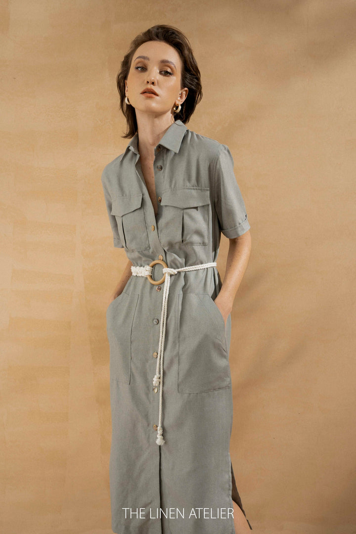 NORA linen long shirt dress | linen shirt dress | women shirt dress | linen shirt dress women | button front dress | linen flax shirt dress