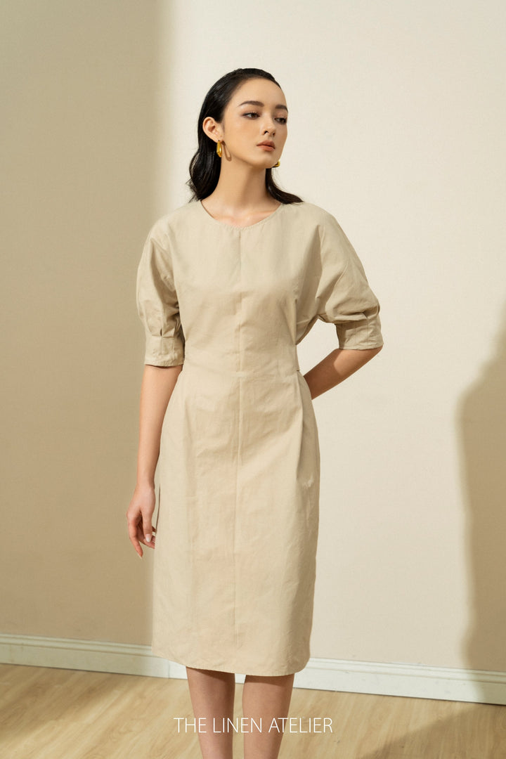 ELLA Tied Waist Khaki Dress | Custom Made | dress for graduation | vintage dress | summer dress | large linen dress | linen overall