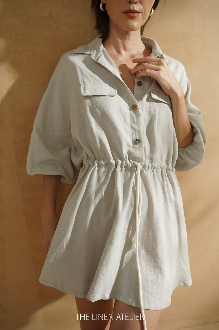 LILY Linen Shirt Dress | linen shirt dress women | shirt dress oversized | white mini dress | summer mini dress | linen dress