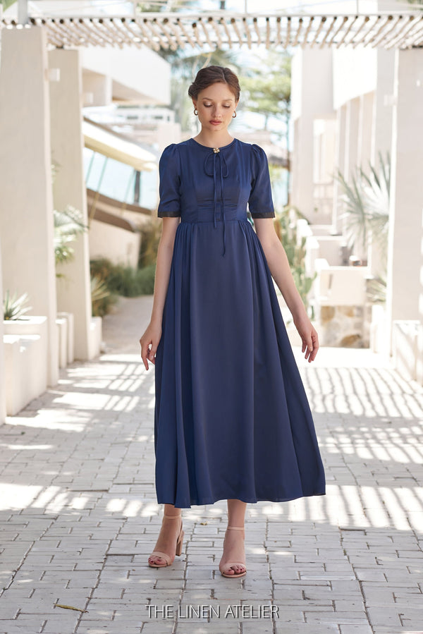 ESTHER Satin Dress With Sleeves