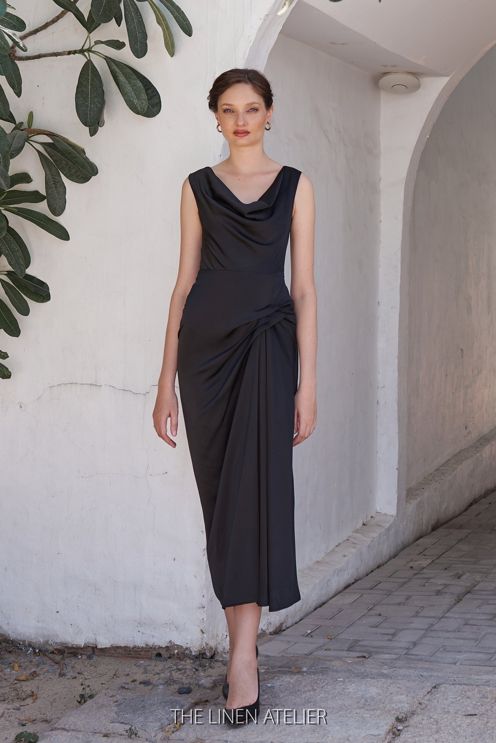 NELLIE Sleeveless Cowl Neck Midi Dress Look Want Wear Love NELLIE Sleeveless Cowl Neck Midi Dress Look Want Wear Love