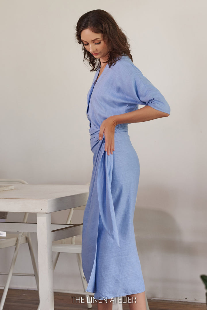 Ria Linen Wrap Dress Look Want Wear Love Ria Linen Wrap Dress Look Want Wear Love