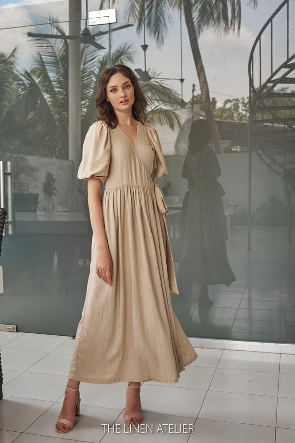 MANUELA Linen Summer Wrap Dress