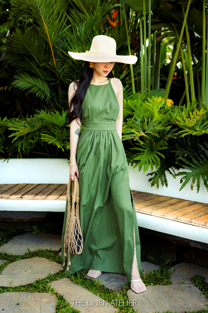MARISOL Green Linen Dress Look Want Wear Love MARISOL Green Linen Dress Look Want Wear Love