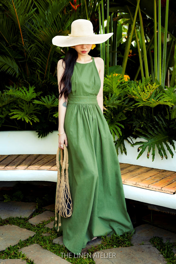 MARISOL Green Linen Dress