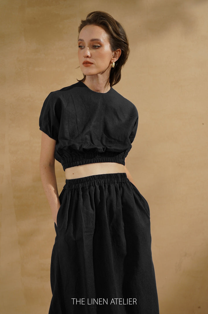 LUCY Linen Skirt And Top Set | dress kamina linen two piece set | linen crop top | linen two piece set | 2 piece outfit woman two piece set