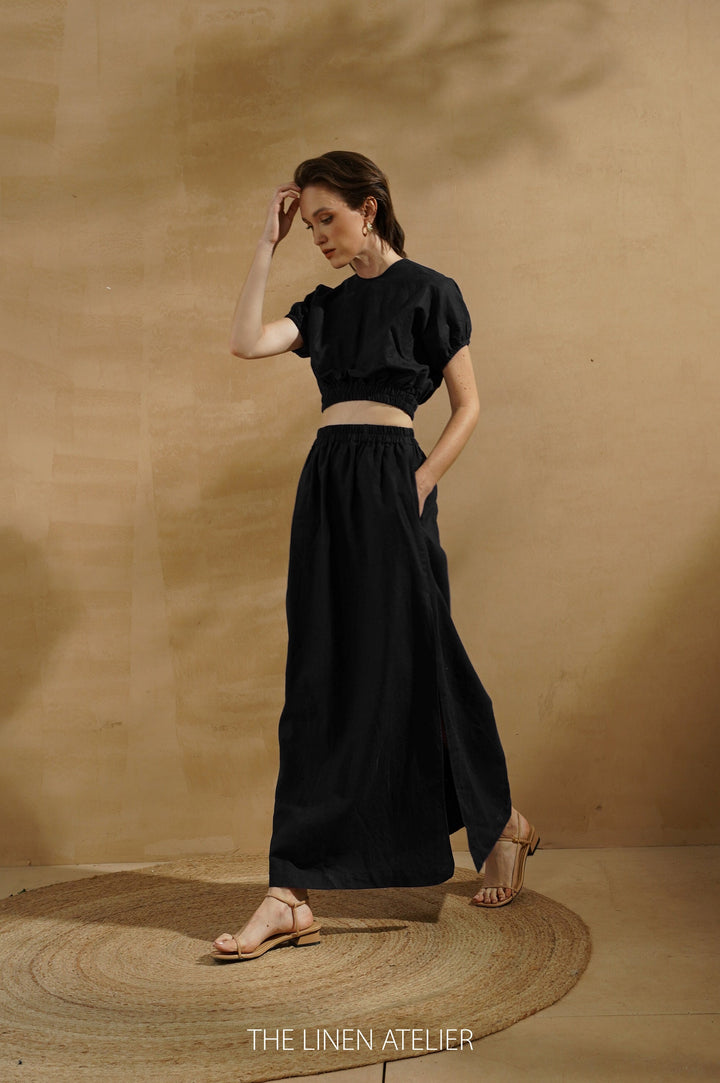 LUCY Linen Skirt And Top Set | dress kamina linen two piece set | linen crop top | linen two piece set | 2 piece outfit woman two piece set