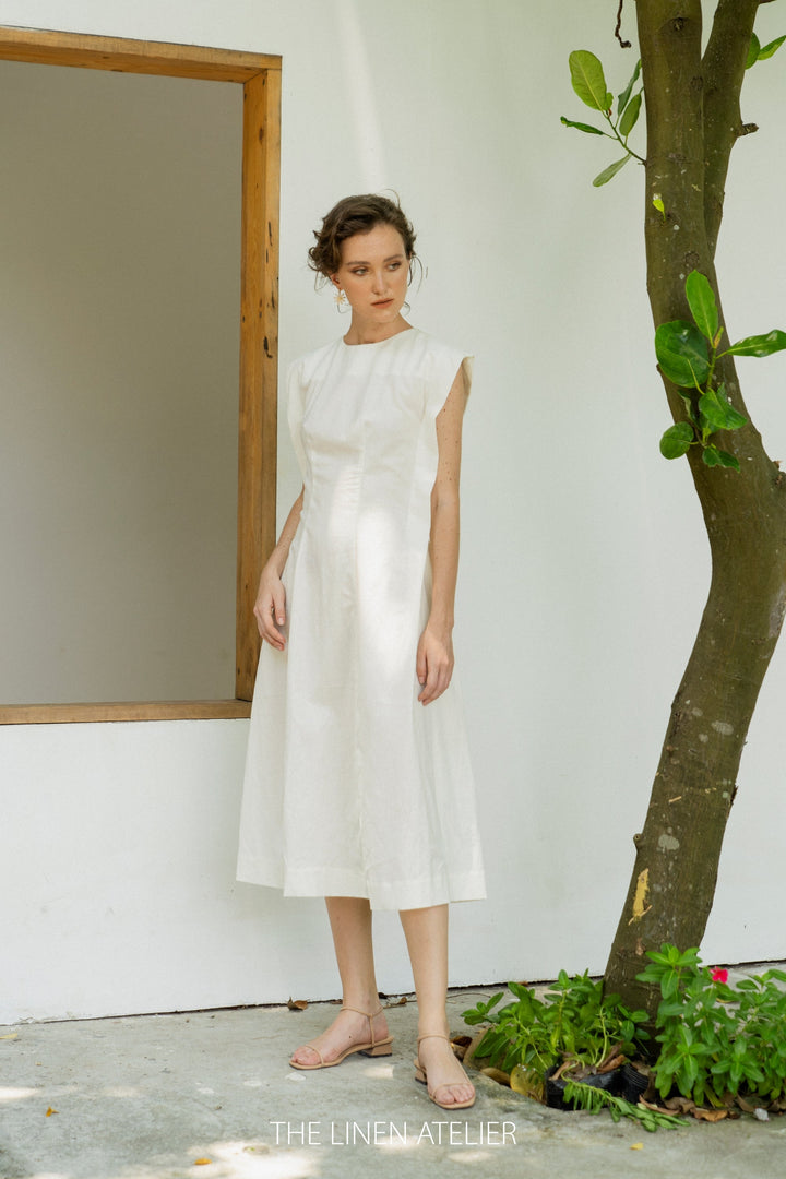 PHOEBE Open Back Linen Midi Dress Look Want Wear Love PHOEBE Open Back Linen Midi Dress Look Want Wear Love