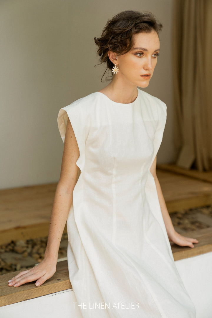 PHOEBE Open Back Linen Midi Dress Look Want Wear Love PHOEBE Open Back Linen Midi Dress Look Want Wear Love